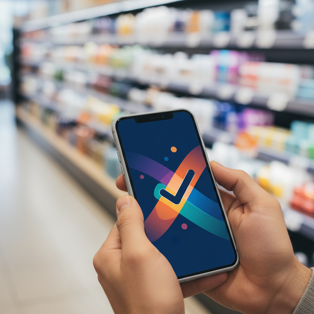 Pessoa realizando pagamento digital via smartphone em um ambiente de loja moderna, foco na interação com o dispositivo.