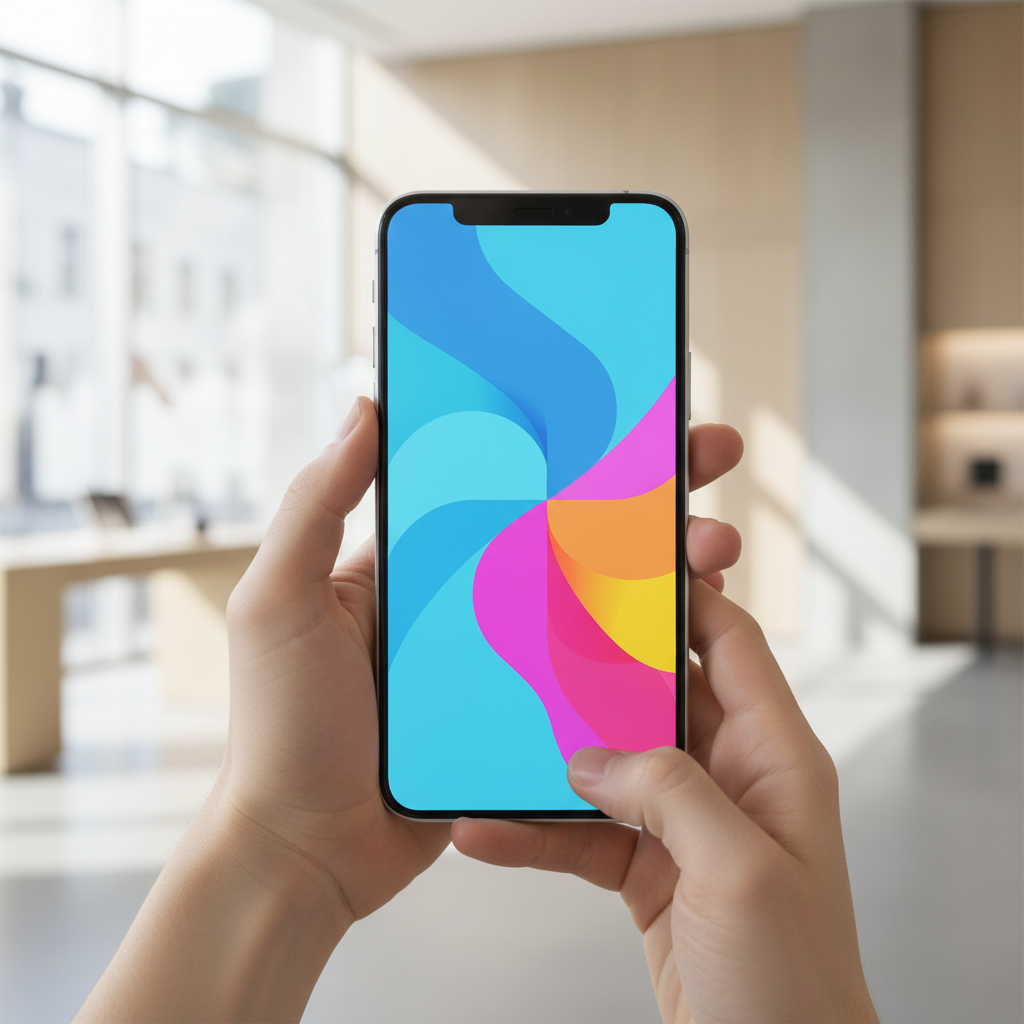 Pessoa utilizando smartphone para realizar uma compra online em ambiente urbano moderno, foco na interação com a tela do celular.